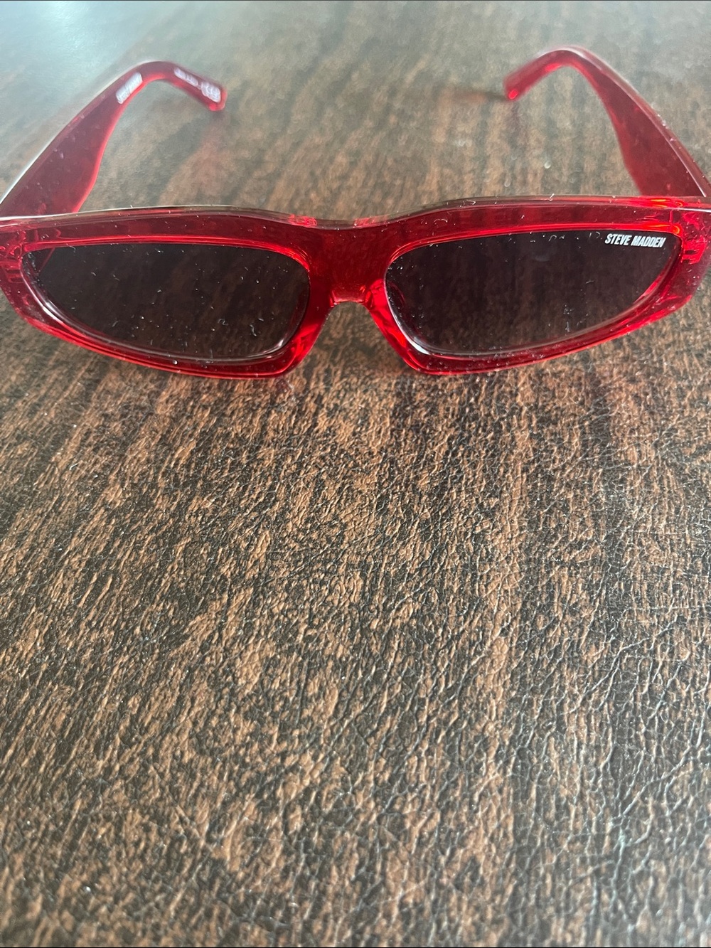 Steve Madden Red Slim Rectangular Sunglasses